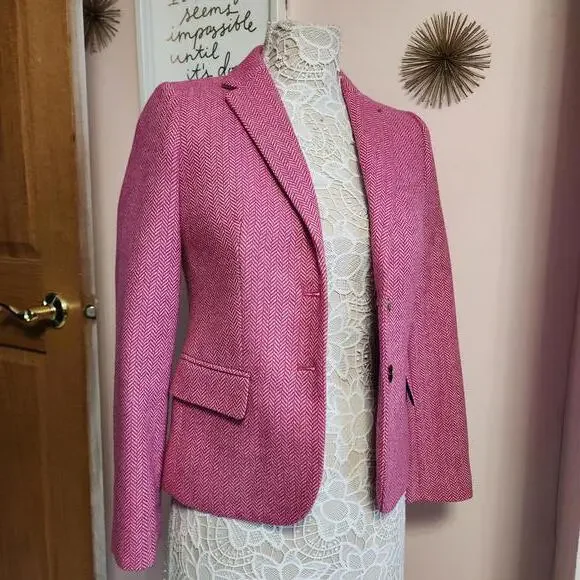 NWOT J Crew pink tweed blazer jacket adorable 0 - Picture 7 of 9